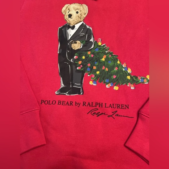 Ralph Lauren Polo Boys Holiday Bear Crew Neck Fleece Sweatshirt L(14-16) - Picture 4 of 6